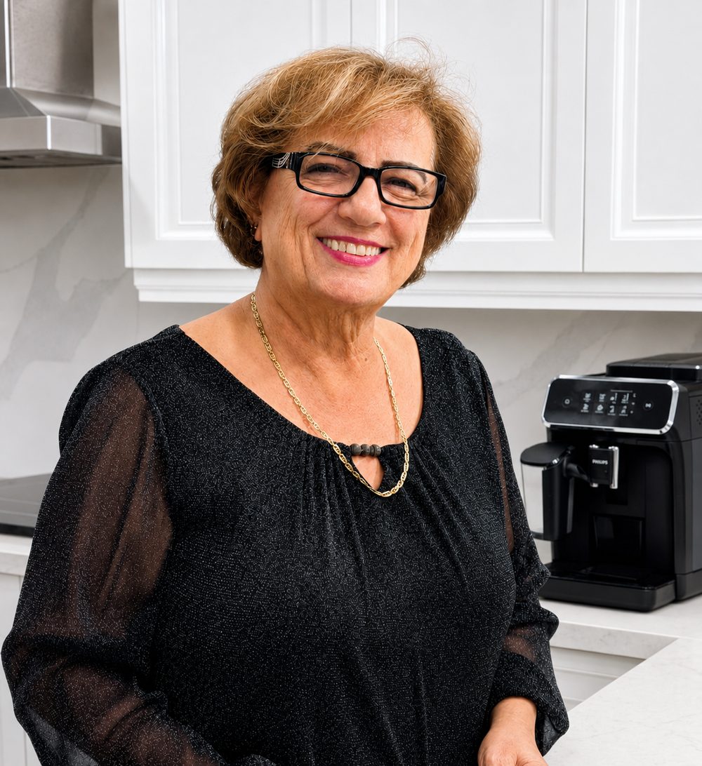 Violet in her kitchen